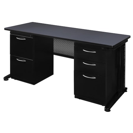 Fusion Fusion Double Pedestal Desks, 30 D X 29 H, 66 W X Wood, Metal MDP6630GY